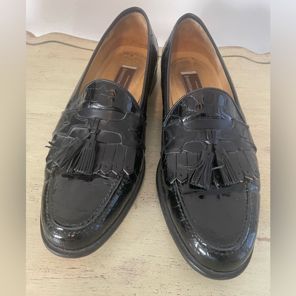 JOHNSTON & MURPHY Made In Italy Alligator Tassel Kiltie Loafer in Black Size 11 - Picture 1 of 8
